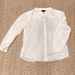 NWOT J. Crew White Swiss Dot Button Down